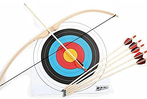 small foot 6743 Jeu de tir Arc de sport, set en bois, arc, 6 flèches et cible inclus, à partir de 6 ans