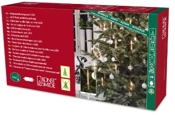 Konstsmide LED Baumkette slim line, 16 große Schaftkerzen mit Schalter, 32 warm weiße Dioden, 4.5V Innentrafo, grünes Kabel - 1168-000
