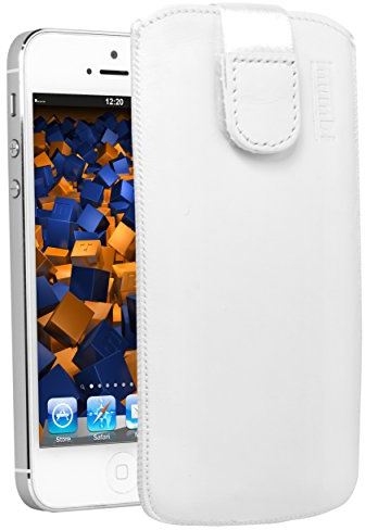 mumbi Echt Ledertasche kompatibel mit iPod Touch 5G / 6G / 7G Hülle Leder Tasche Case Wallet, Weiss