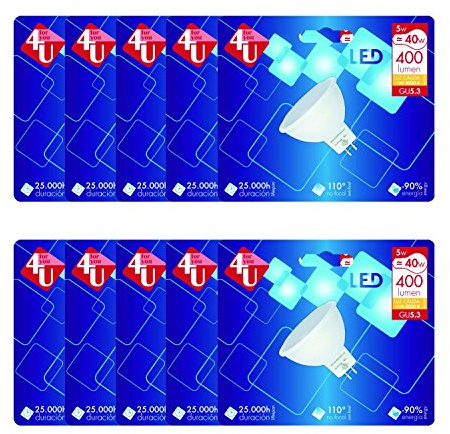 4U 400190 - Caja de 10 bombillas LED reflectoras, 12 V, 5 W