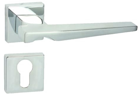 domino Türgriff Drückergarnitur PZ - Profilzylinder Set Vierkant-Rosette Türklinke für Zimmertür, Kellertür & Innentür Türbeschläge aus Messing Bronze Türdrückergarnitur VERTIGO-QR M6