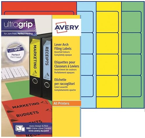 Boîte de 80 étiquettes laser AVERY pour dos de classeur 192x61 assortis L4761-20X