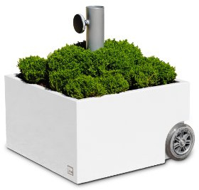 XXD Flowerpower bepflanzbarer Sonnenschirmständer Schirmständer mit Rollen (Weiß)