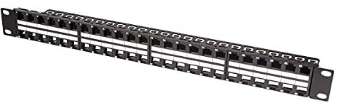 Logilink NK4045 Keystone Patchpanel/Verteilerfeld für 48 Buchsen, ungeschirmt, 1 HE (Höheneinheit) schwarz
