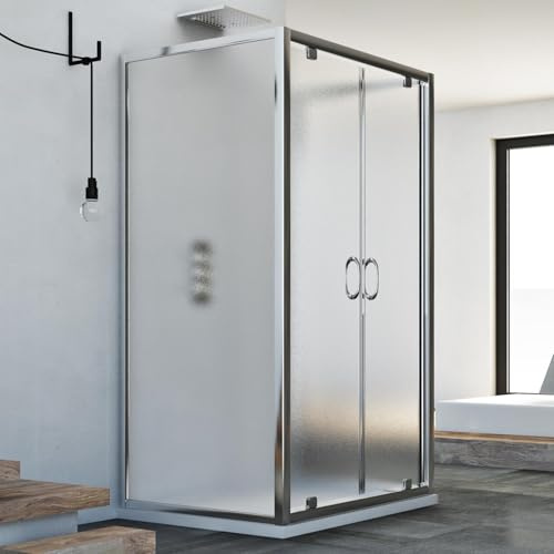 Sintesi Trio 2 Türen 3-seitige Duschkabine 75x90x75 CM H185 Strukturglas