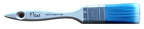 FLEUR DESIGNER'S PAINT | Pennellessa Setole Blu Sintetiche di Alta Qualità, Misura 3 cm, Alta Precisione e non lascia segni. Ottima Stesura e Facile Pulizia con Ghiera in Acciaio Inox. Made in Italy.