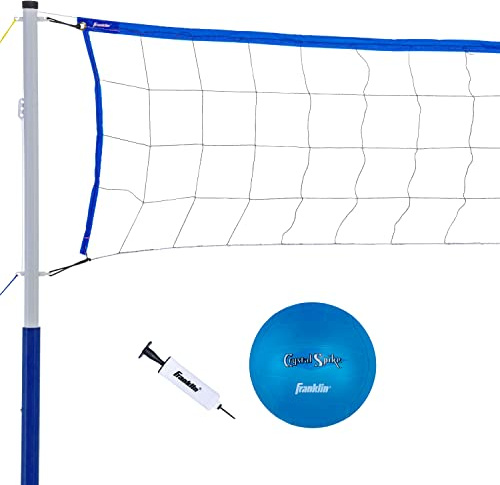 Franklin Sports Set da pallavolo, Rete da pallavolo da Spiaggia e Cortile, Rete da pallavolo Portatile e Set con Pali e picchetti da Terra, ricreativi, 50,8 x 45,7 cm