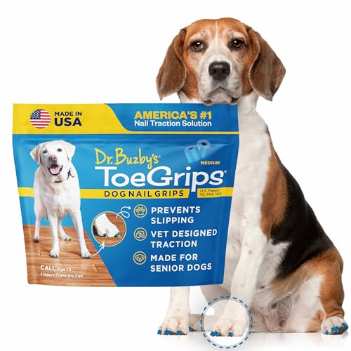 Dr Buzbys ToeGrips för hundar, storlek M, omedelbart fäste på trägolv, halkskydd, fäste för äldre hundar, sluta halka direkt, gummiklor för hundar, 1-pack (20 grepp)