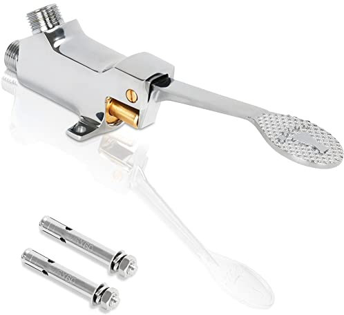 LukLoy Valvola a pedale in ottone per montaggio a pavimento, cromata, valvola dell'acqua del pedale per rubinetto a pedale