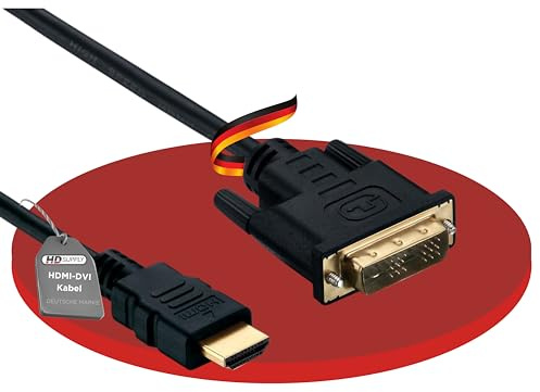 HDSupply Câble HDMI/DVI Haute Vitesse avec Ethernet (HEAC), 2,00 m, connecteurs plaqués Or, HDMI 1.3 (1080p 60 Hz), Filtre ferrite, 10,2 Go/s, Noir