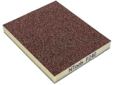 Ntools GSD - Kit de 20 éponges de ponçage Grain 240 | Éponges abrasives pour Bois, Plastiques, métaux, Vernis, apprêts et Autres Surfaces | Utilisables à Sec et à l'eau | Grain 240 | 20 pièces