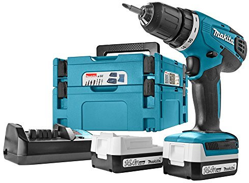 Makita DF347DWJX4 Bohrmaschine, 14,4 V (2 x 1,3 Ah) mit 66 Zubehörteilen in Makpac