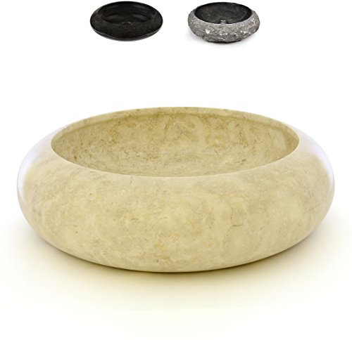 Divero Marmor Naturstein Aufsatz-Waschbecken Rimini Handwaschbecken Waschschale Stein poliert rund beige Creme