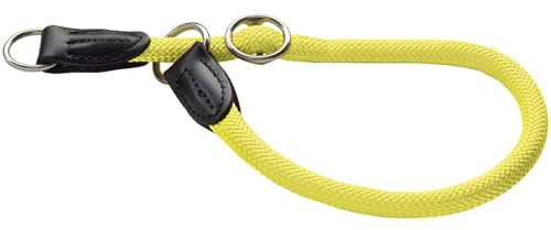 HUNTER Freestyle Dressurhalsung, Hundehalsband, Zugstopper, robust, wetterfest, 55 (L), neongelb