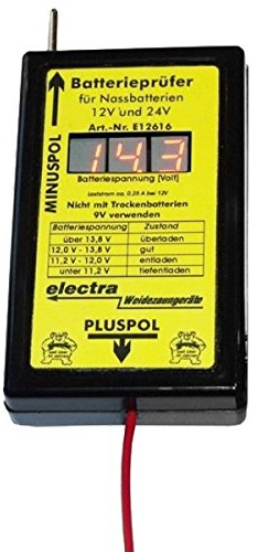 electra Weidezaunbatterie Prüfer Batterieprüfer Digital Electra für 12 - 24 Volt Nassbatterie