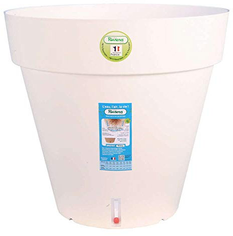 Riviera : Pot Loft À Réserve d'eau, en Polypropylène, Blanc Ø 29,5 X H. 27 Cm