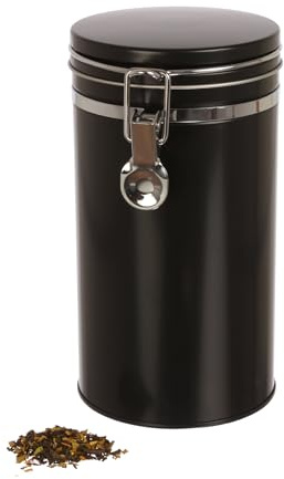 Rimoco Kaffee Vorratsdose schwarz mit Bügel-Verschluss und Deckel mit Gummidichtring | Höhe: 20 cm, Ø 10,4 cm | Dosen Material: Weißblech | BPA-frei und lebensmittelecht 2er Pack