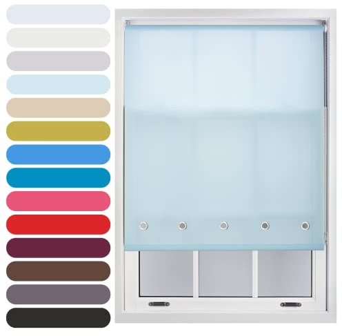 FURNISHED Daylight Roller Blind with Round Eyelets Trimmable, Duck Egg Blue, 120W x 165H cm