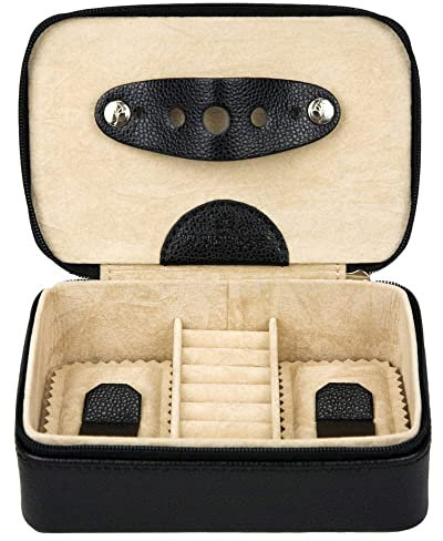 Windrose Schmuckdose Beluga/schwarz (Leder)