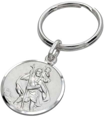 Alexander Castle Porte-Clés Saint Christophe en Argent Sterling 925 pour Homme - St Christophe Porte-Clés Réversible pour Voiture avec Coffret Cadeau Bijoux