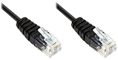 Alcasa RJ11 2m câble de téléphone Noir, Transparent - Cables de téléphone (2 m, RJ-11, RJ-11, Noir, Transparent, Male Connector/Male Connector, Noir)
