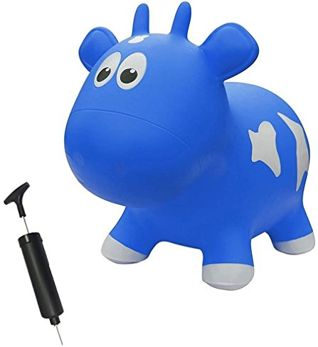 Farm Hoppers Award Winning Inflatable Toddler Safe Bouncing Blue Cow Plus Pump