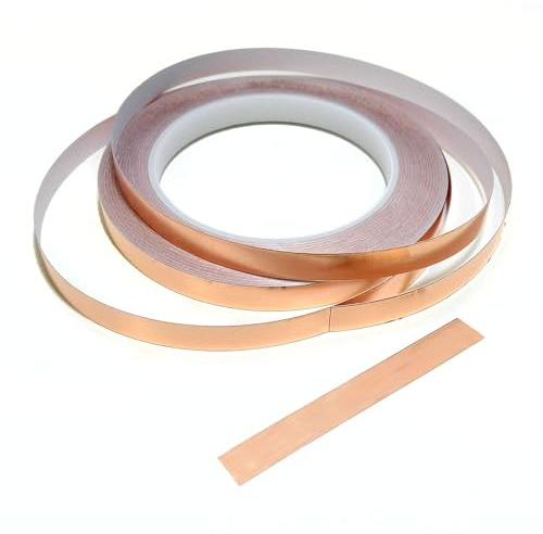 EVG 10 mm x 25 m Kupferband | Selbstklebendes Schneckenbarriere-Emi-leitfähiges Klebeband | Wetterfestes Klebeband das ganze Jahr über | Leitfähiges Klebeband zur EMI-Abschirmung, Heimwerkerarbeiten | Leitfähiges Klebeband zur EMI-Abschirmung, Heimwerkerarbeiten & Elektroreparaturen | Wetterfest, das ganze Jahr über