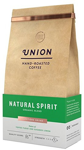 Union Coffee Organic Medium Roast Cafetiere Grind Blend Natural Spirit 200g
