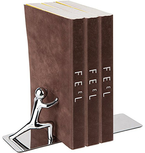 Balvi Sujeta Libros Push! Color Cromado Conjunto de 2 Piezas INOX/Zinc