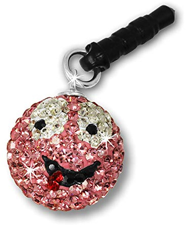 SilberDream Glitzer Smiley rosa Handy Anhänger mit Zirkonia Kristallen 925 Sterling Silber GST001A