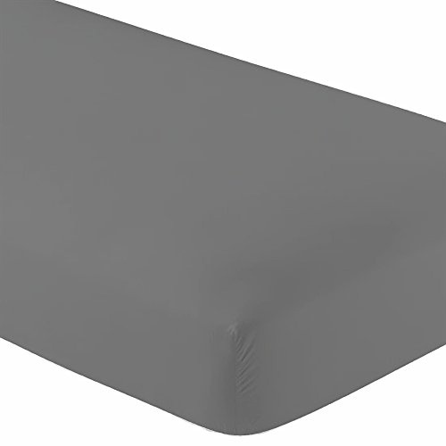Crescent Bedding Twin Grey Fitted Sheet Only - Soft & Comfy 100% Cotton- Deep Pockets - Pure and Natural - Hypoallergenic (Twin, Grey)