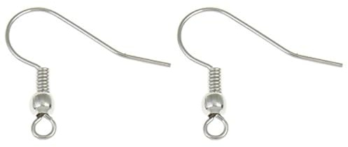 Perlin - 20 Stück Edelstahl Ohrhaken Fischhaken Ohrring Ohreder mit Kugel 20mm Schmuckteil Schmuck Schmuckzubehör M134