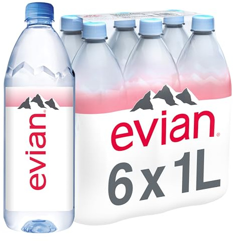 Evian Natural Spring Water, 1 L bottles, 6 pack
