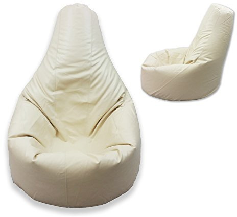 MaxiBean Beanbag Cream Gamer Arm Chair Adult GAMING Bean Bag Faux Leather Game XL Seat POD Bags