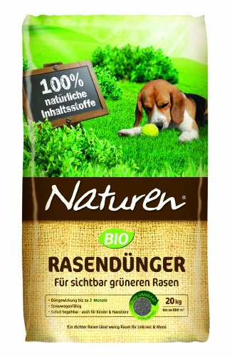 Naturen Bio Rasendünger - Organischer Volldünger mit natürlicher Langzeitwirkung für Sport,- Spiel - und Zierrasen - 20 kg für 500 m²