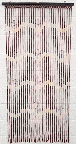 Multi Bargains JVL Wooden Bamboo Beaded Fly Screen Door Curtain 90 x180cm (Design 1)