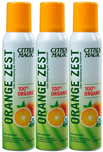 Citrus Magic Organic Natural Odor Eliminating Air Freshener Spray, Orange Zest, 3-Ounce, Pack of 3