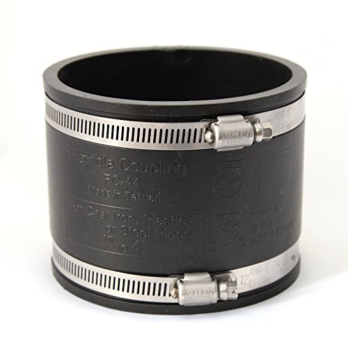 Pipestation 4 PVC Rubber Coupling for Soil Drain Repair, Includes Hose Clips