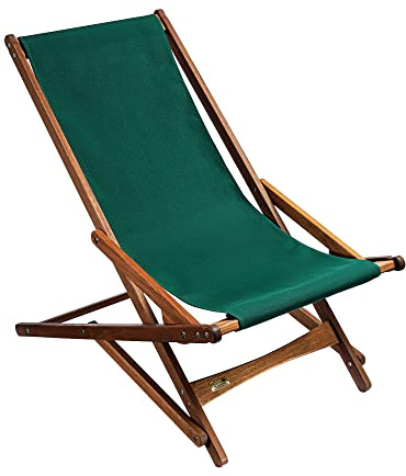 BYER OF MAINE Pangean Glider Chair – Folding Wood & Canvas Chair – Portable Outdoor Chair for Porch, Patio, or Beach in Forest Green