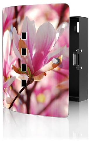 banjado Design Schlüsselkasten aus Edelstahl für 10 Schlüssel - Schlüsselschrank zur Schlüssel Aufbewahrung 24 x 21,5 x 7cm groß mit praktischem Magnetverschluss - Motiv Magnolia