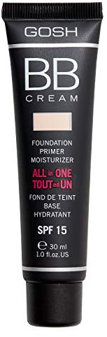 GOSH BB Cream 3-in-1: Primer, Foundation & Feuchtigkeitscreme, 30ml I Make-Up für ein gepflegtes Hautbild & strahlenden Teint I Abdeckung von Unreinheiten & Rötungen I 100% Vegan & LSF 15 I 001 Sand