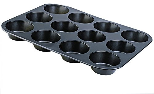 Life Style - Molde de Horno para Magdalenas - 12 Cavidades para Muffins - Acero con Recubrimiento Antiadherente - Negro