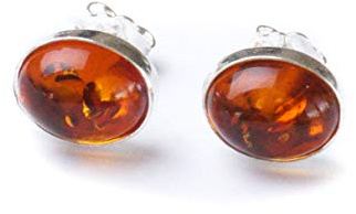 MyBernstein Bernstein Silber und Bernstein Ohrstecker Oval (Bernsteinschmuck 50119)