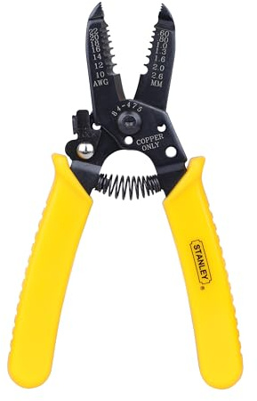 STANLEY 84-475-22 Pelacables de 150 mm, ideal para cortar, pelar cables de altavoz y cables de electrodomésticos para el hogar, bricolaje y uso profesional, amarillo y negro