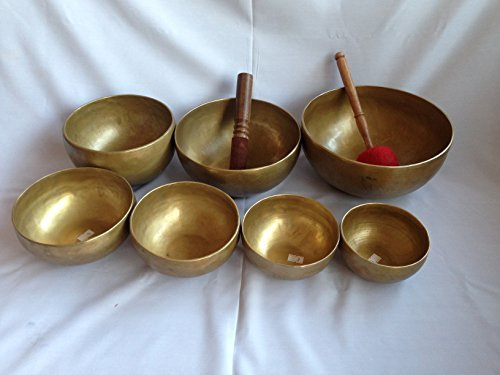 Tibetisches Chakra-Set Handgefertigte Klangschale - 7 Stück hochwertige handgefertigte Schalen