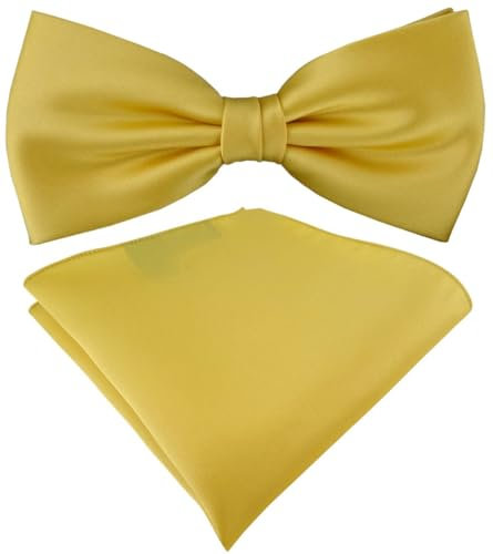 TigerTie Satin Fliege Einstecktuch in gelbgold Uni einfarbig + Aufbewahrungsbox