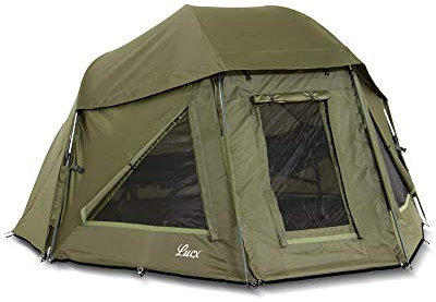 Lucx Wolf Brolly Schirmzelt für 1-2 Mann - wasserdichtes Angelzelt mit 10.000 mm Wassersäule, herausnehmbarer Bodenplane & Abnehmbarer Front - Karpfenzelt & Outdoor Shelter