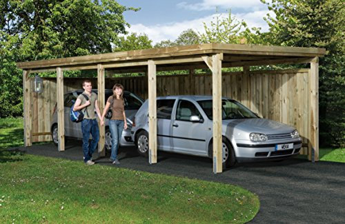 Weka Carport Optima Größe 3 kdi, Modern, Holz, PVC, Braun und Grau, 322 x 322 x 802 cm, Wasserdicht, Montage erforderlich