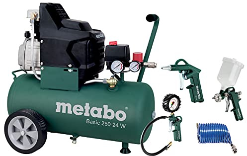 Metabo Basic 250-24 W Set Kompressor Basic Karton- mit Druckluft-Werkzeugset LPZ 4 Set - 690836000