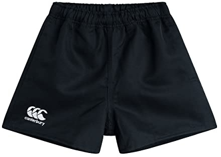 Canterbury Junior Unisex Professional Polyester Shorts | Rugby Short | Internal Drawstring & Pockets | Gym/Training Short Gym Shorts, Black, 6